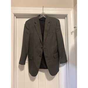 Mens 40R Jos A Bank Traveler Jacket Deep Navy Tan Plaid Wool Sport Coat Blazer